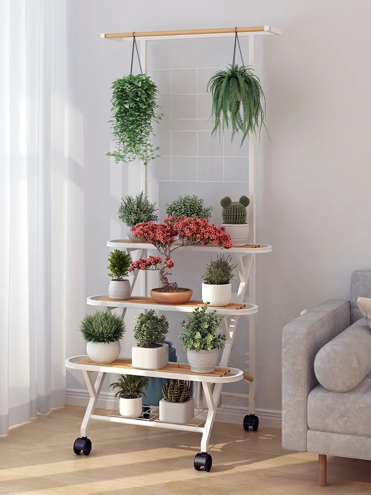 

Flower rack balcony climbing support hanging chlorophytum comosum Tieyi 2022 new floor type multi-storey stair type mobile