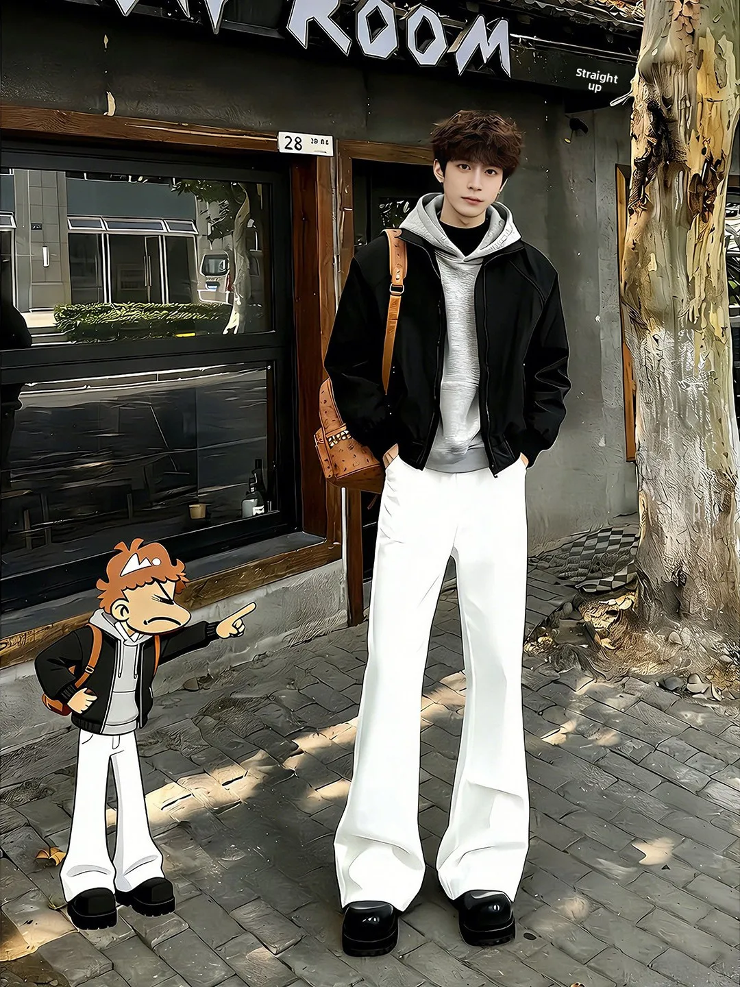 

Cleanfit White Knife Men's Jeans Spring American High Street Vibe Casual Flared Leggings Low Waist Zipper Closure