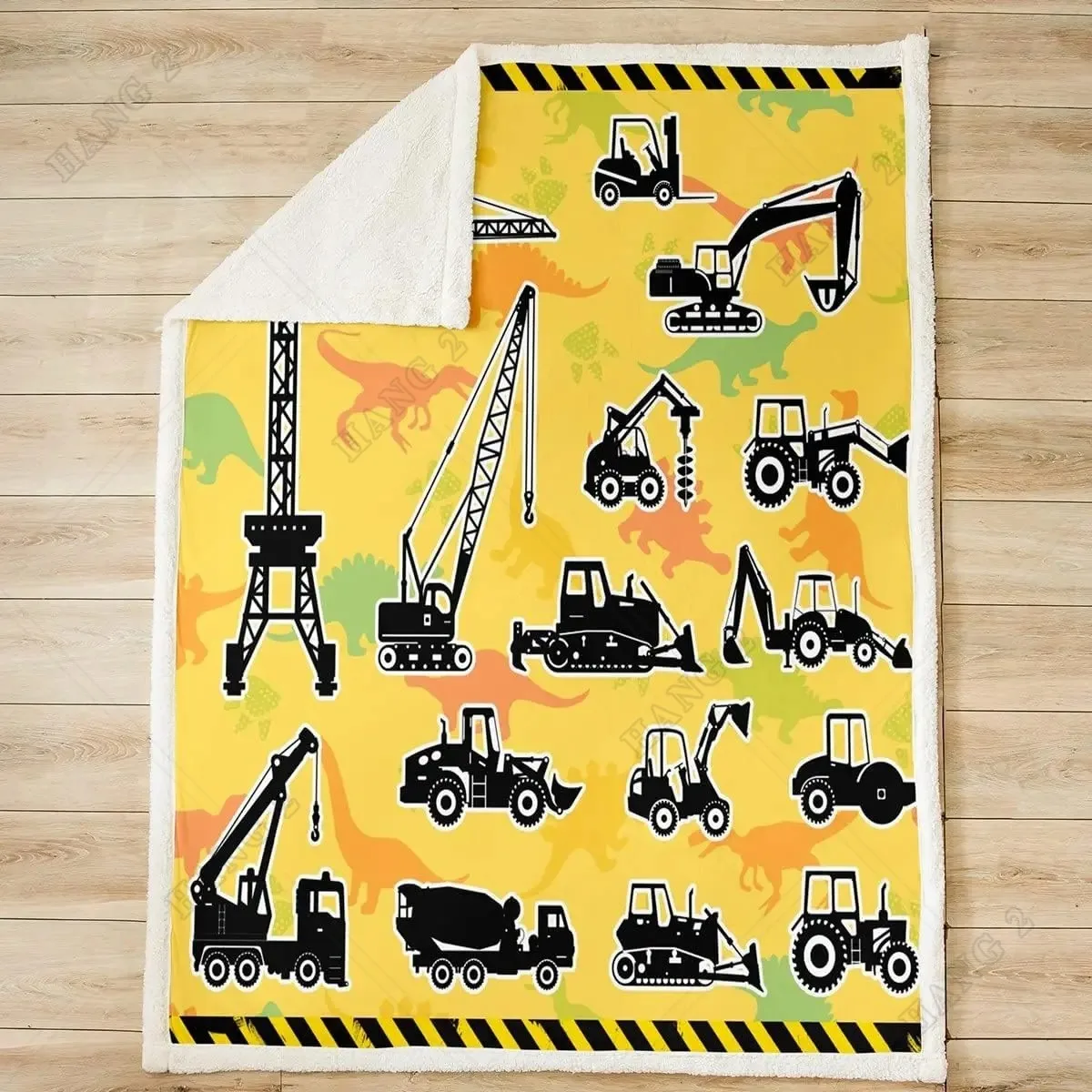 รถขนแกะผ้าห่มสำหรับก่อสร้างสำหรับเตียงโซฟาเครื่องขุดผ้าห่มกำมะหยี่รถก่อสร้าง Sherpa สำหรับเด็กผู้ชาย