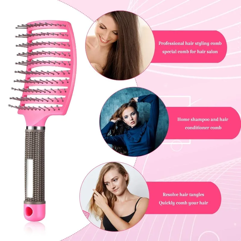 Hair Brush Hair Comb Detangling Hair Brush Nylon Women & MenWet Massage Comb Curly Hairdressing Salon Styling Tools view 5