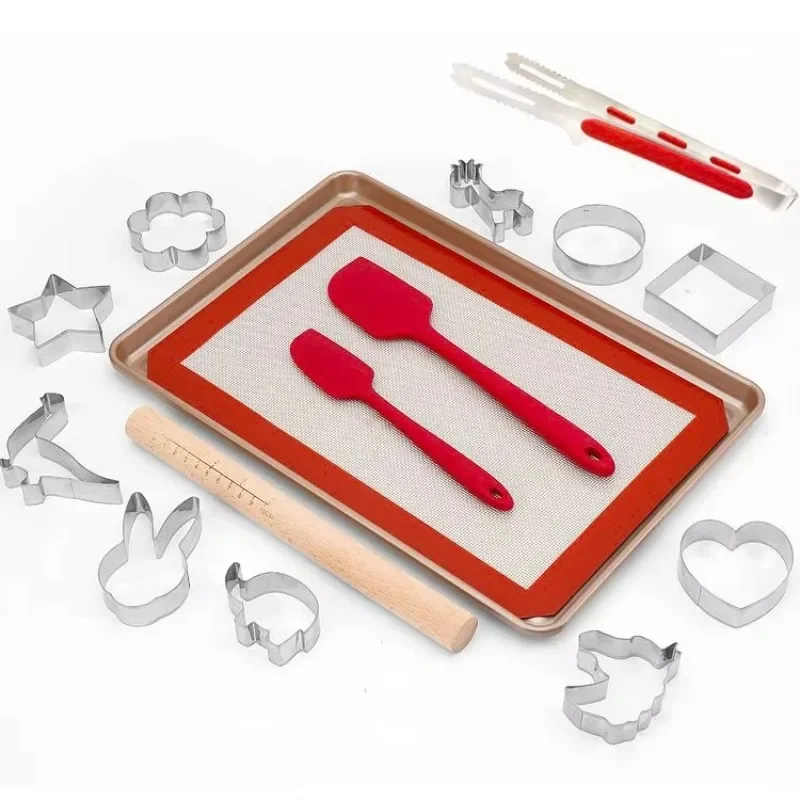 

New Children's Tool Set with Rolling Pin Silicone Pad Cooking Cookies Baking Supplier Tray Tray Kit