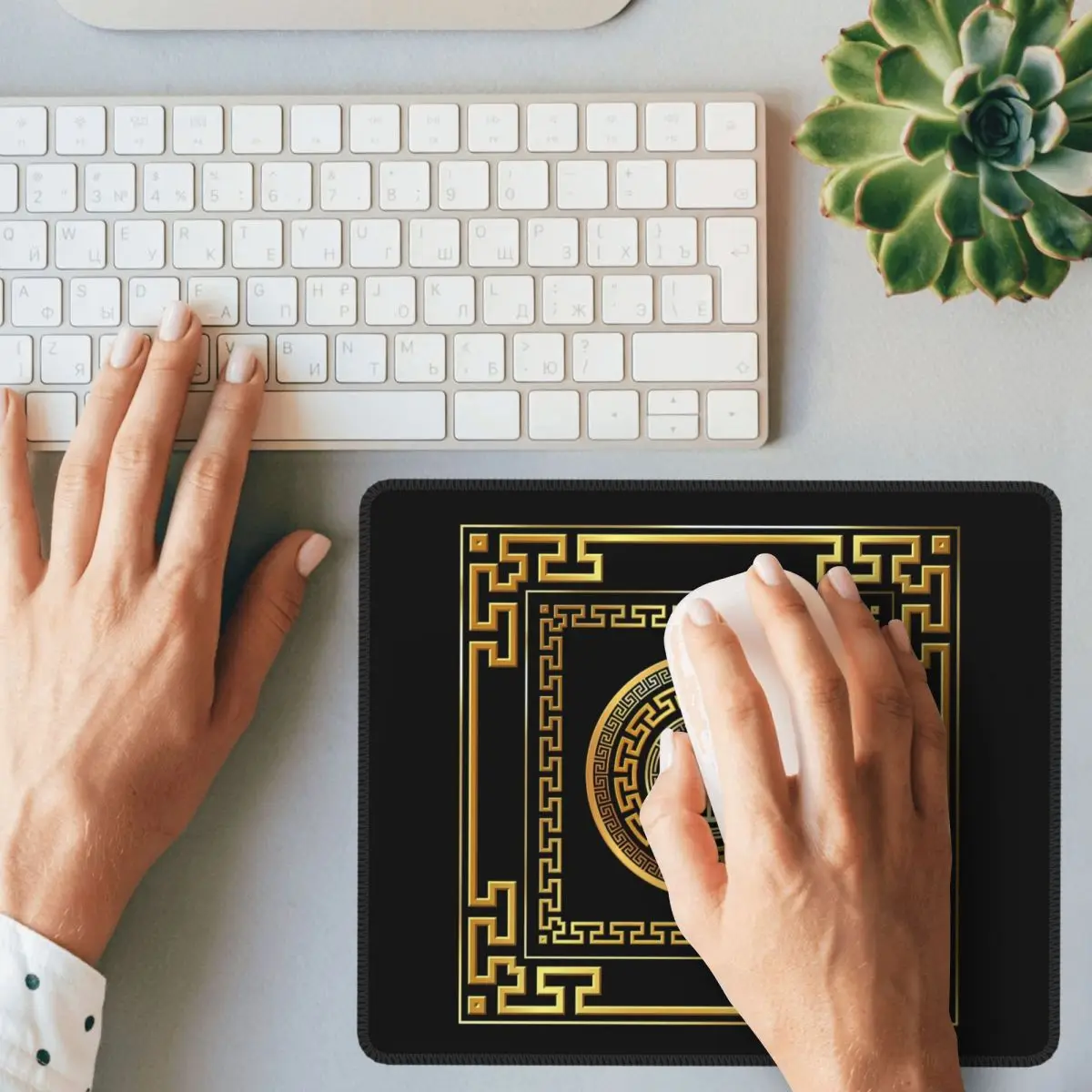 Греческий Key Meander, черный, золотой, большой коврик для мыши, компьютерная клавиатура, коврик для мыши, геймерский настольный коврик для ПК, офисные аксессуары, настольные коврики