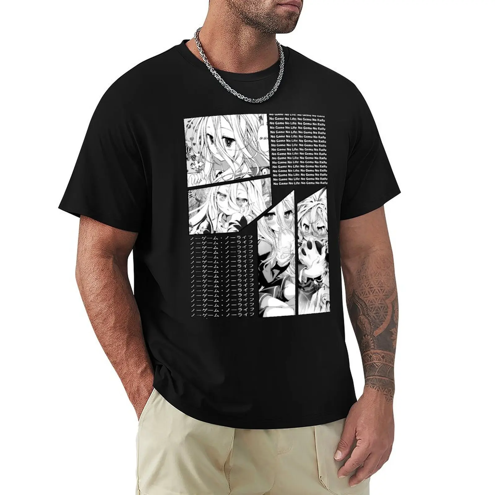 

Shiro No Game No Life No Gemu Raifu Manga Panel Anime Design T-Shirt Plus Size Loose Fit T-Shirt
