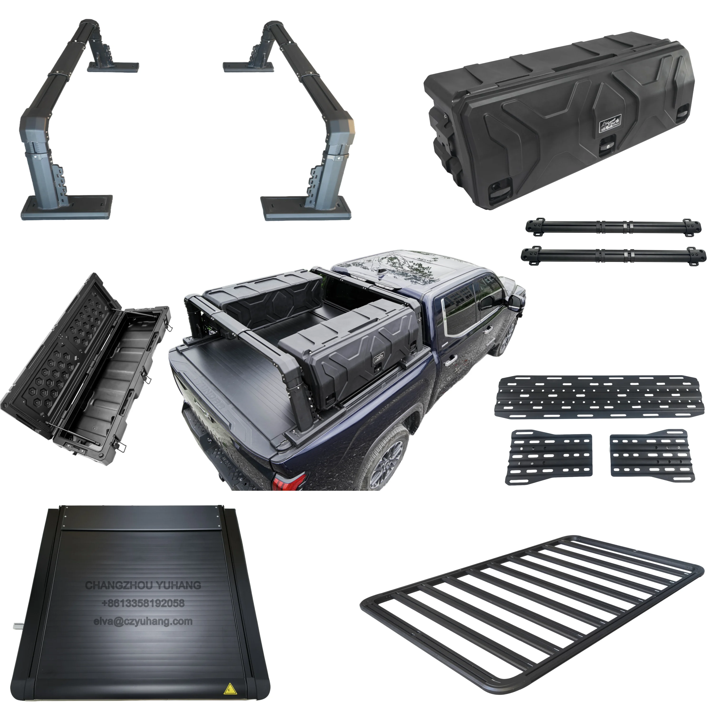 Truck Ladder Rack Adjustable Aluminum Truck Bed Rack Pickup Roll Bar Universal Trucks 500kg Loading Roller Cover Car Roof Racks