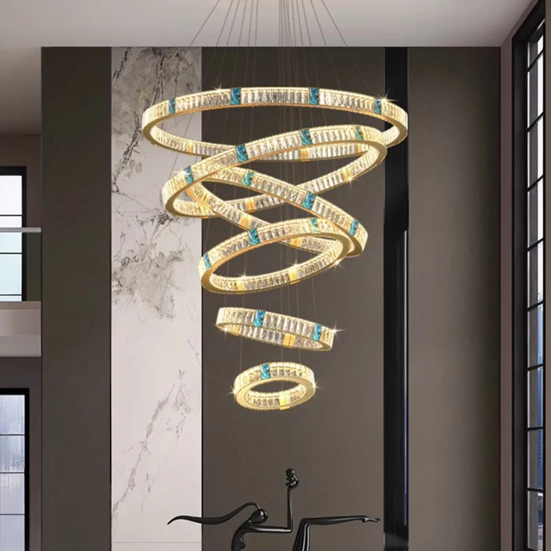 Modern home decoration crystal chandelier, stair Pendant lamp, living room Pendant lights, interior lighting