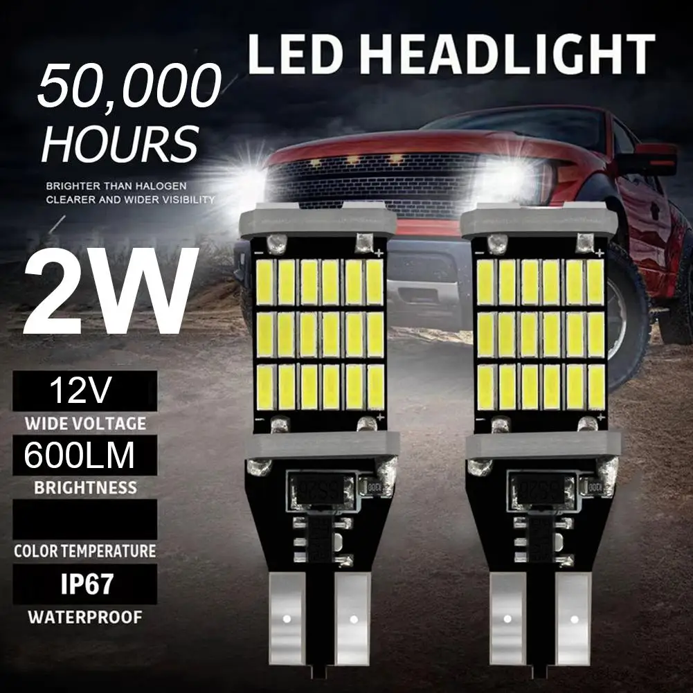 2PCS T15 W16W 921 912 T16 902 LED Bulbs High Power 4014SMD Super Bright 600LM Replace For Car Reversing Light White Q4G0