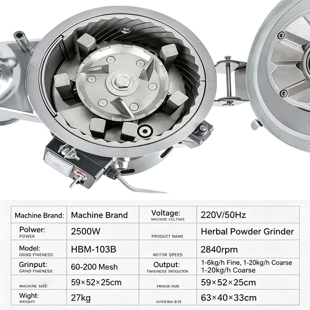 Commercial herbal pulverizer, home‑available ultra‑fine grinding device for Sanchi powder making