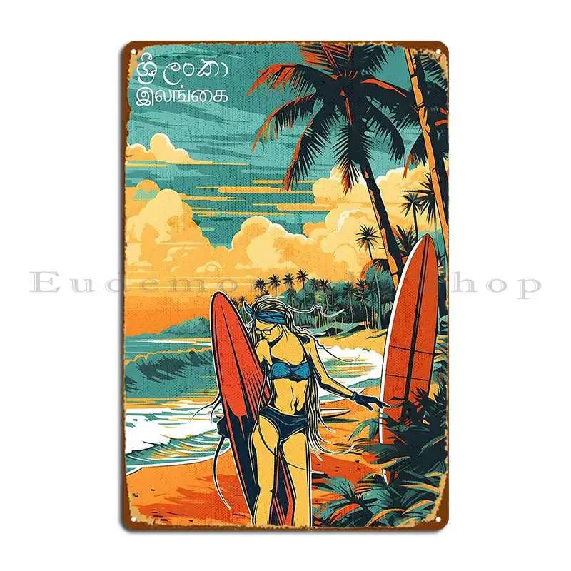 Serenity In Sri Lanka Golden Beach Sunset Travel Poster Metal Plaque Poster Party Bar Wall Decor Custom Garage Tin Sign Poster