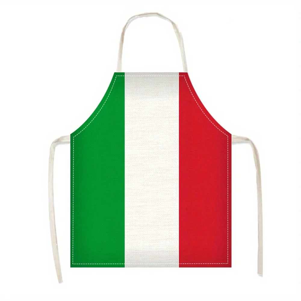 1pc Linen Apron Italy Flag Green White Red Kitchen Cooking Pasta Chef Gift For Him