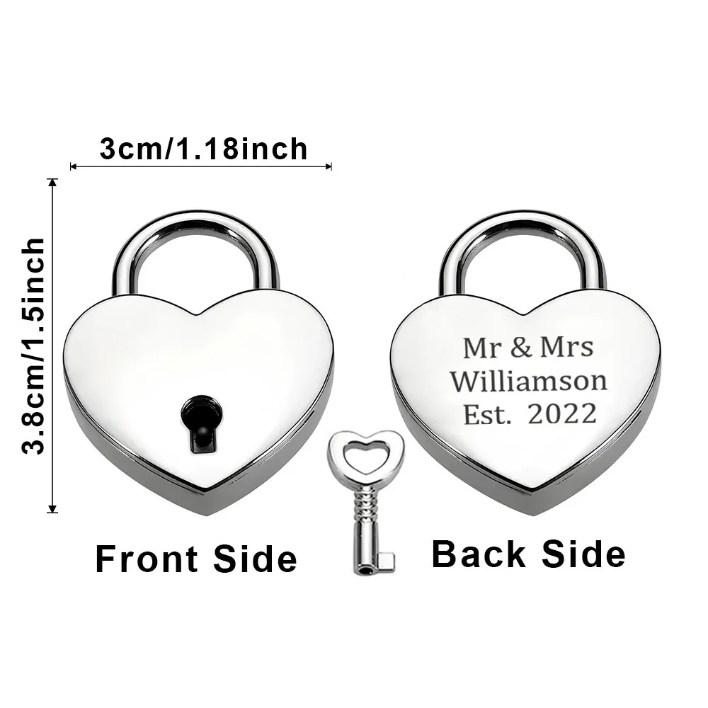 1PC Romantisch paar liefde Aangepaste naam en datum Mini hartvormig slot Liefde hangslot Wish Lock Bruiloft ingetoetst hangsloten voor Annive