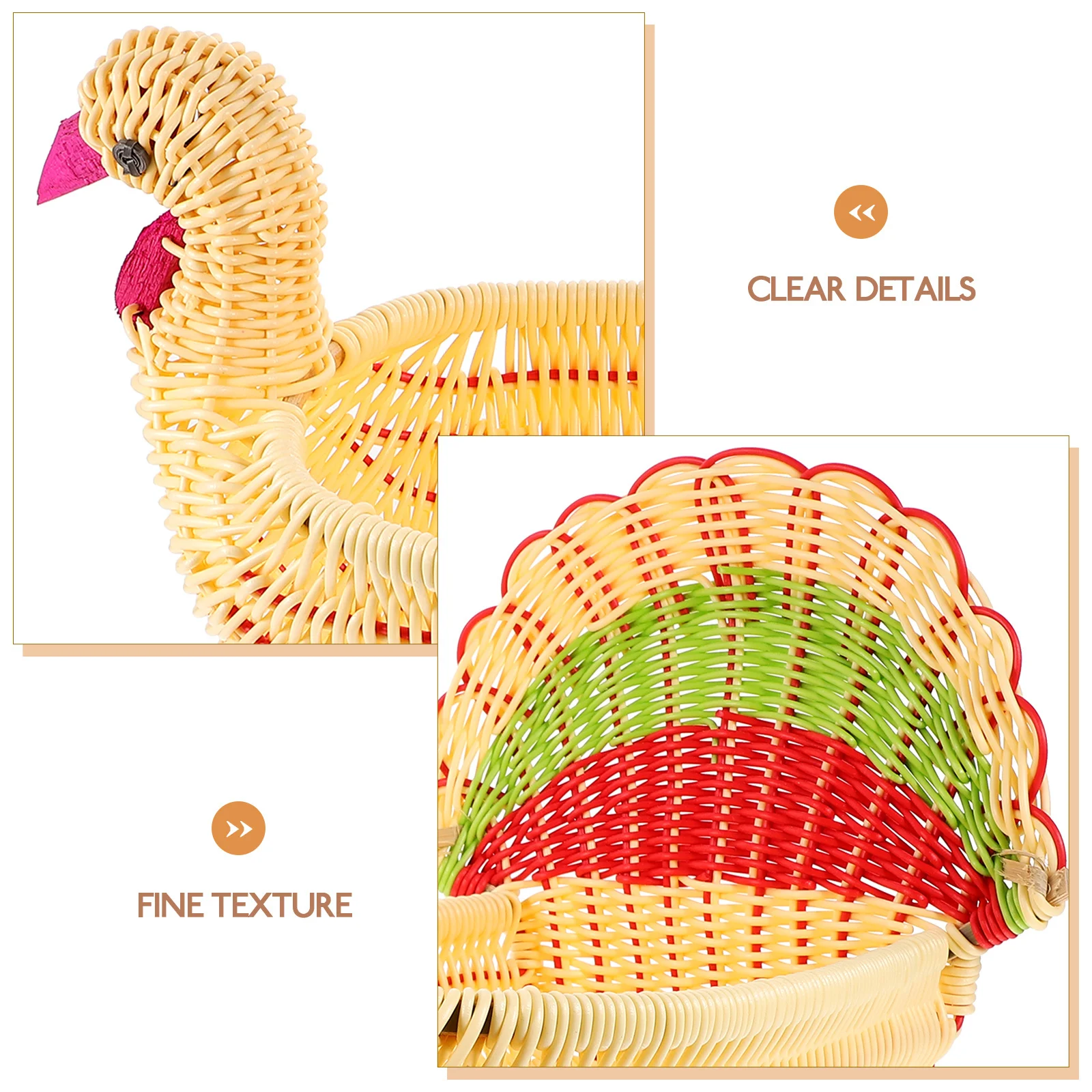 

Turkey Shape Woven Imitation Rattan Fruit Basket For Kitchen Countertop Storage Multi-Function Food Organizer Dried Fruit