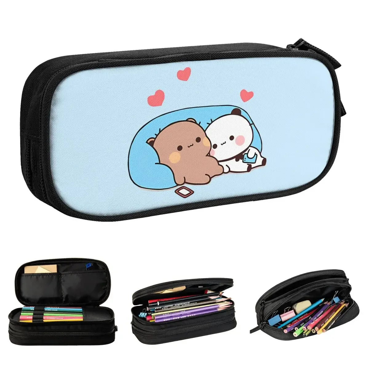 

DuDu Bear And BuBu Panda Night Days Pencil Cases Pencilcases Pen Holder for Girls Boys Big Bags Students School Gifts Stationery