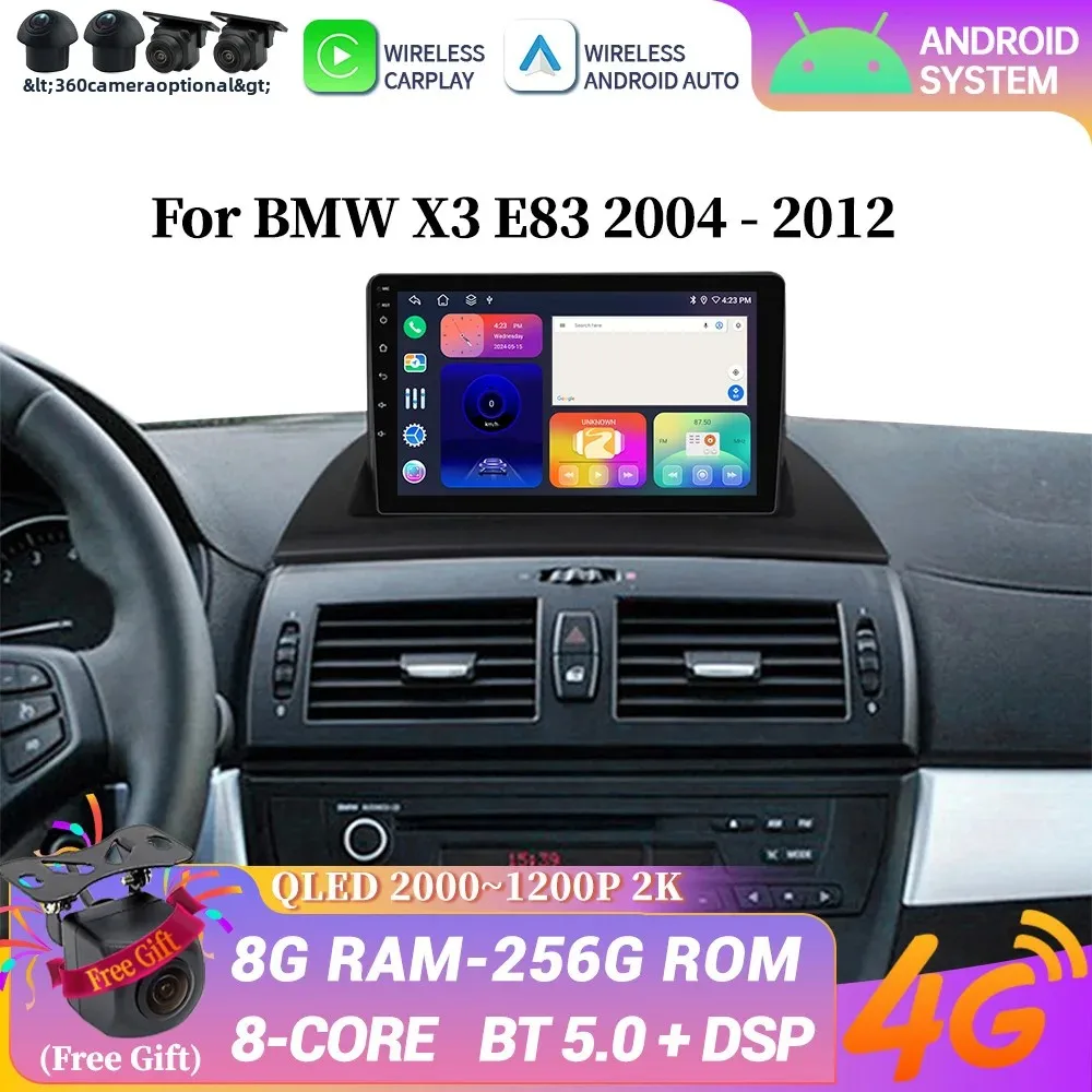 

For BMW X3 E83 2004-2012 Android 14 Car Radio Multimedia Wireless Bluetooth Carplay Android Auto 4G GPS Screen Head Unit Stereo