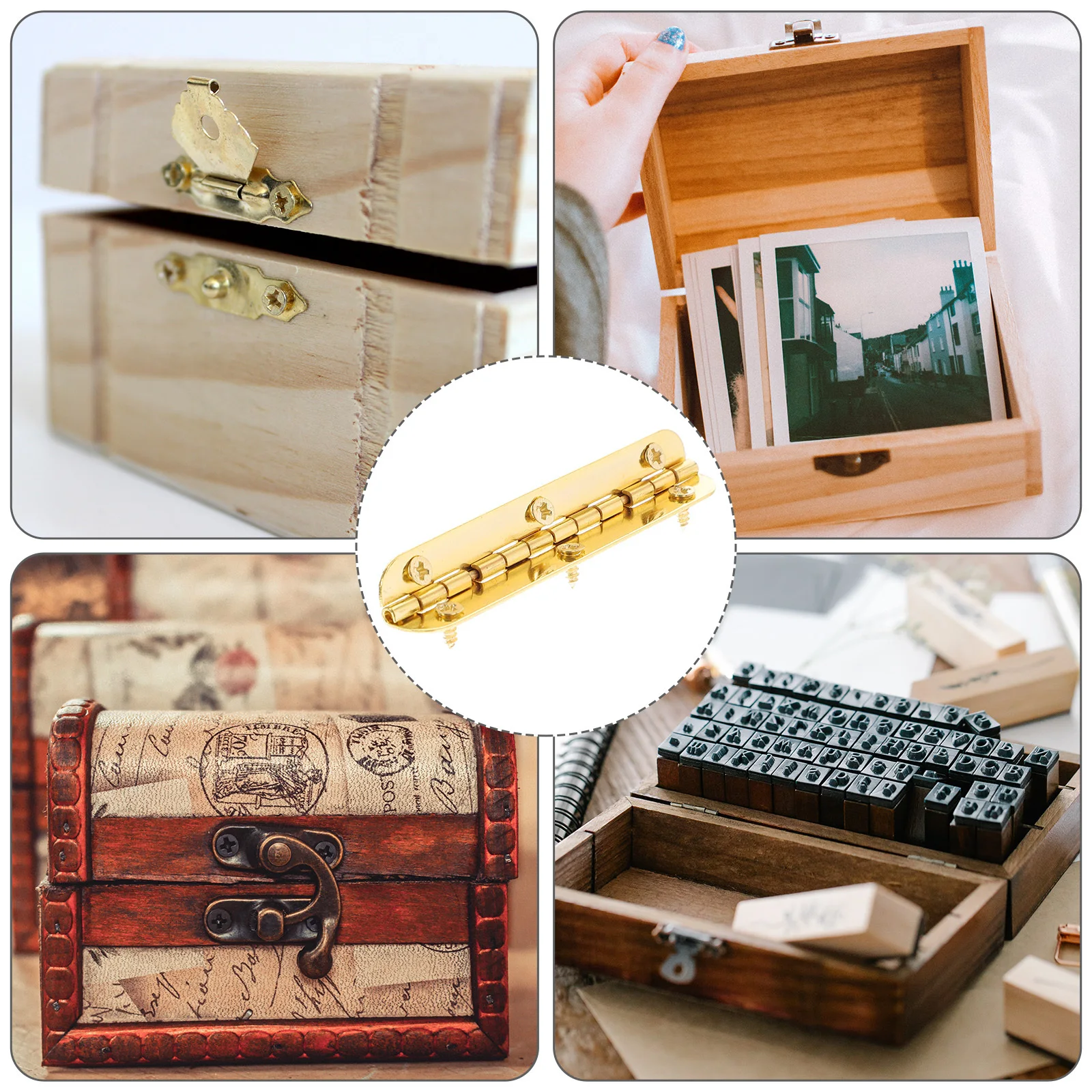 

12pcs Retro Jewelry Box 6 Holes Long Continuous Butt Hinges For Wooden Box Cabinet Door Heavy Duty Small Hinges