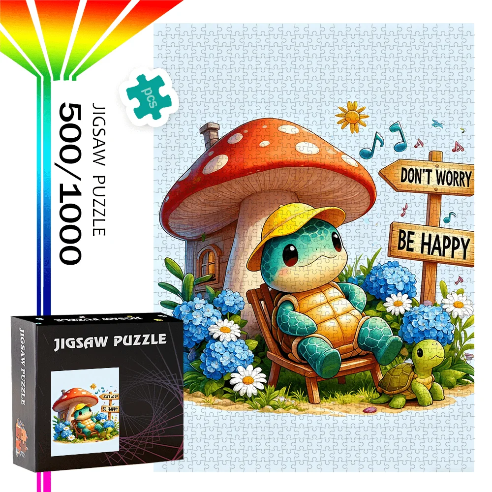 500 قطعة/1000 قطعة من أحجية الصور المقطوعة لبيت الفطر والسلحفاة |   لغز عالي الجودة لأعياد الميلاد والهالوين وعيد الميلاد وعيد الشكر