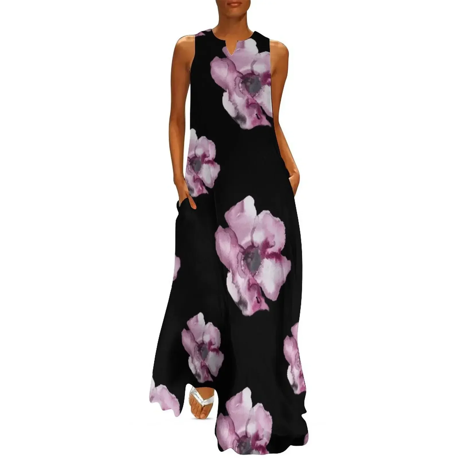 

Cloe – Mauve on Black Long Dress dress women summer 2025 summer clothes for women Female clothing Dress