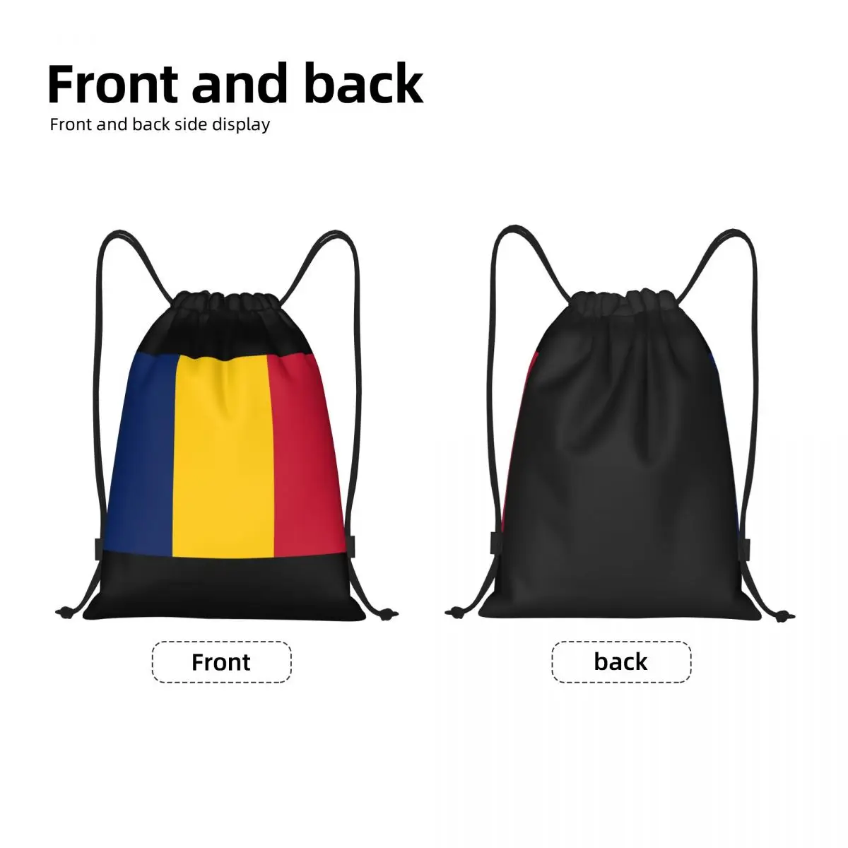 Flag Of Romania Multi-function Portable Drawstring Bags Sports Bag Book Bag For Travelling