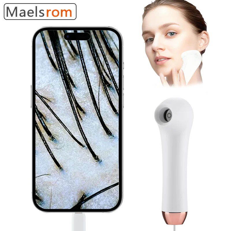 Dermatoscópio sem fio, máquina analisadora de pele, profissional, portátil, detector de couro cabeludo, alta ampliação, câmera de poros, beleza facial