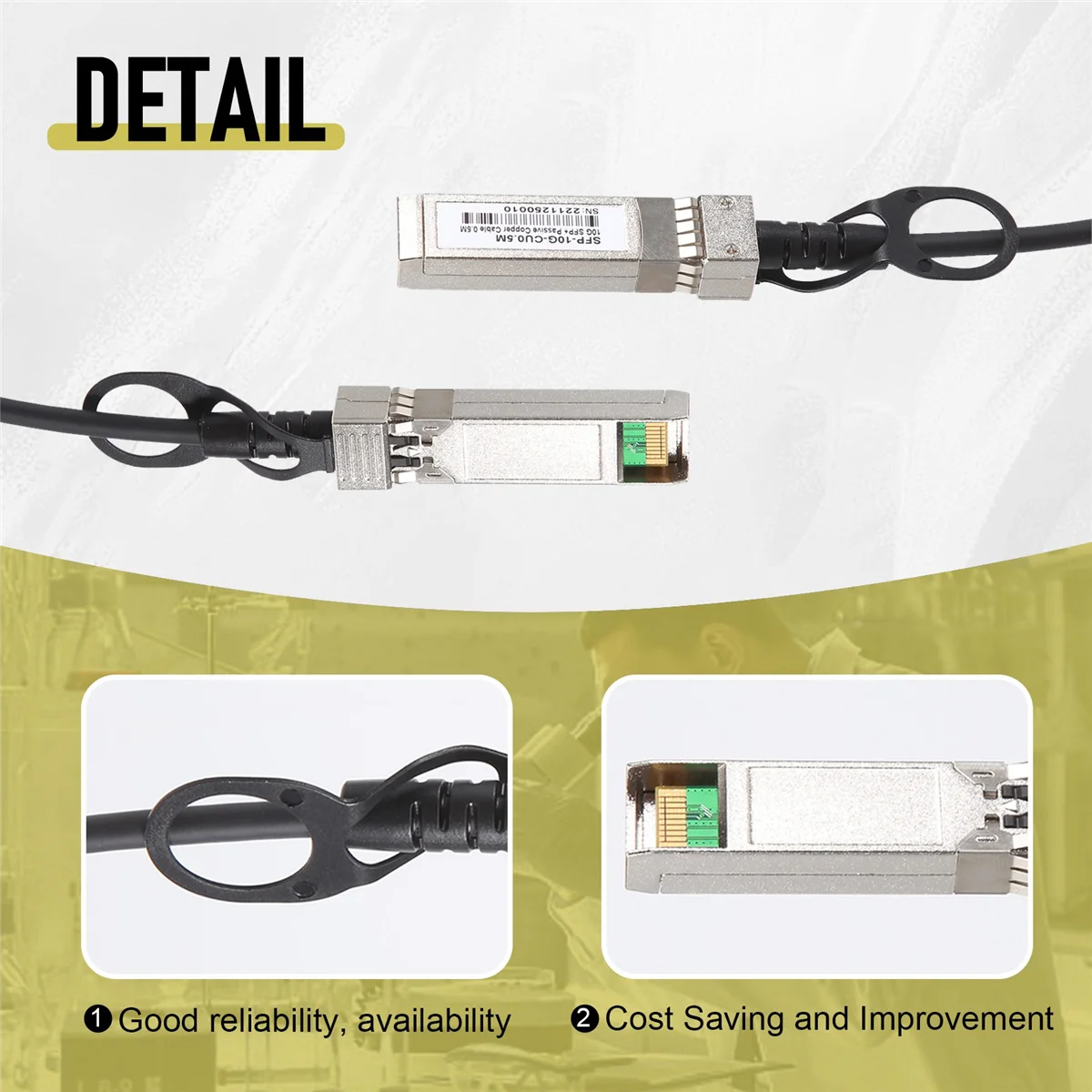 Kabel pasif 10G SFP + Twinax, kawat tembaga terpasang langsung (DAC) 10GBASE SFP untuk SFP-H10GB-CU1M,Ubiquiti, d-link (0.5M)