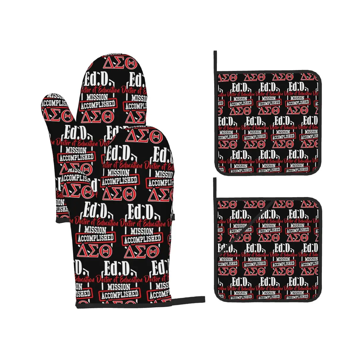 Delta Sigma Theta Sorority Gifts Oven Mitts and Pot Holder Sets of 4 for Baking Kitchen Cooking BBQ Resistant Non-Slip Gloves