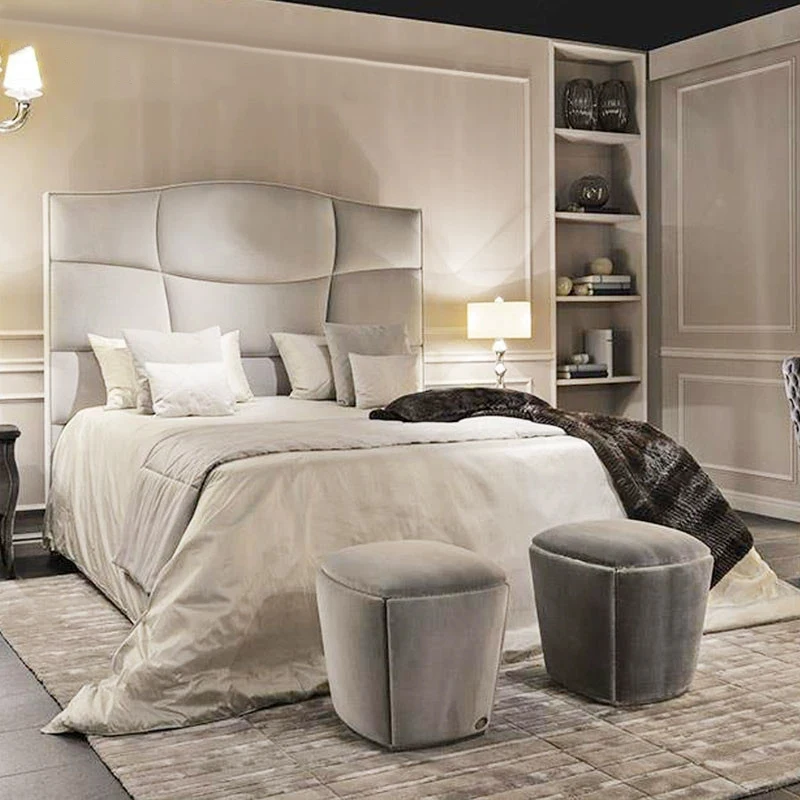 

⁕yLuxury Double Soft Bed Modern Bedroom Furniture Wooden Frame Headboard Leather Upholstery