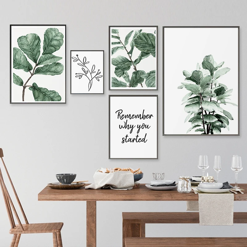 Violin Leaf Figs Interior Posters and Print Plant Wall Art Picture Minimalist Canvas Painting for Living Room Aisle Home Decor