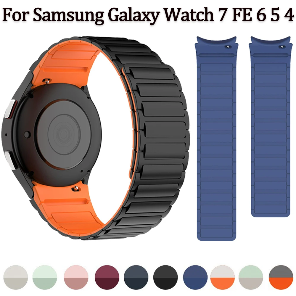 Silicone Strap for Samsung Galaxy Watch 7 44mm 40mm/6 classic 47mm 43mm Original Wristband for Galaxy 5 Pro 45mm/4 classic Band