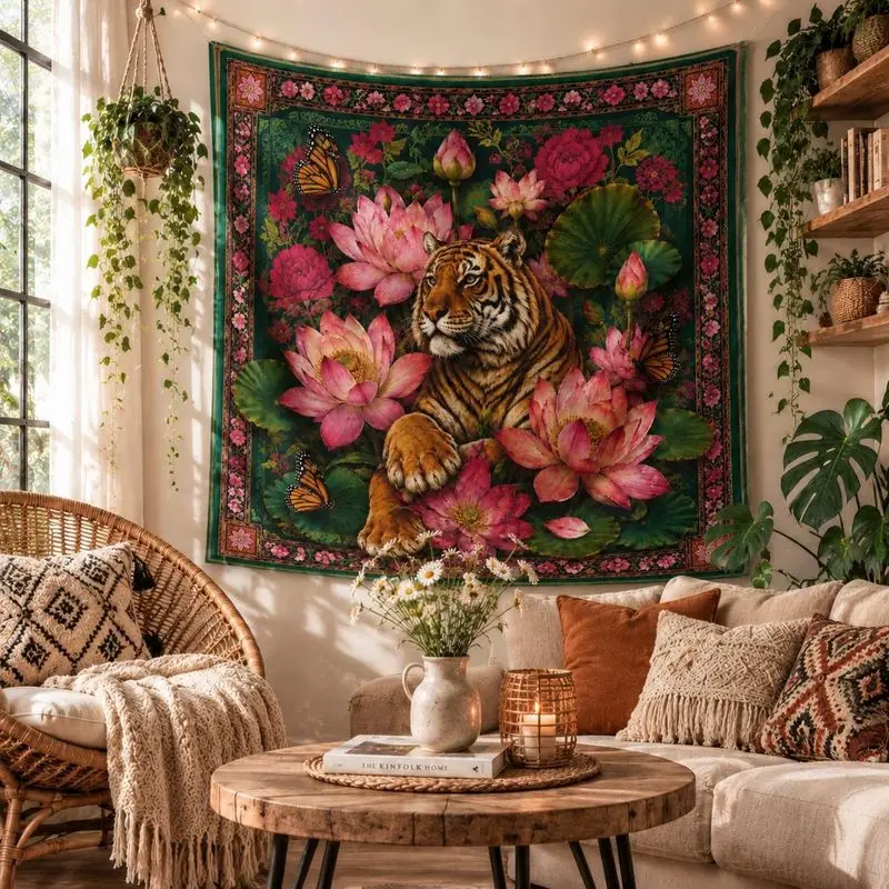 VIKAMA Wall Tapestry Red Fauvism Still Life Fruit Figure Window Art Home Decor Living Room Bedroom Dorm Aesthetic Print Soft
