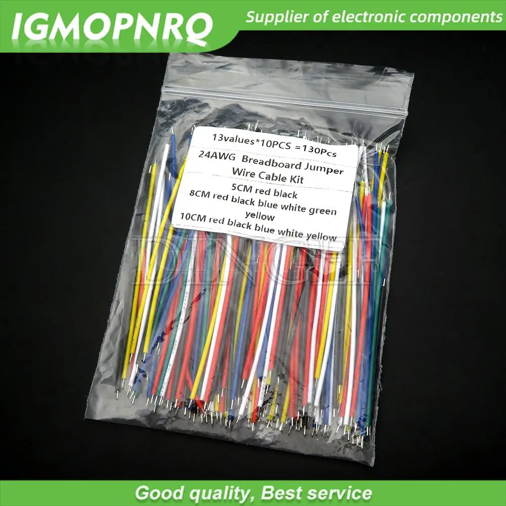 130Pcs 24AWG Breadboard Jumper Wire Cable Kit Tin-Plated PCB Solder Cable Flexible PVC Electronic Wire 5cm 8cm 10cm 6 Colors