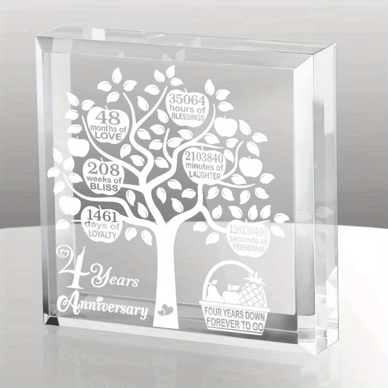 4th Wedding Anniversary Gift for Husband Wife, Traditional Fruit Preserved in Resin, Timeless Keepsake, 4 Years of Marriage Toge
