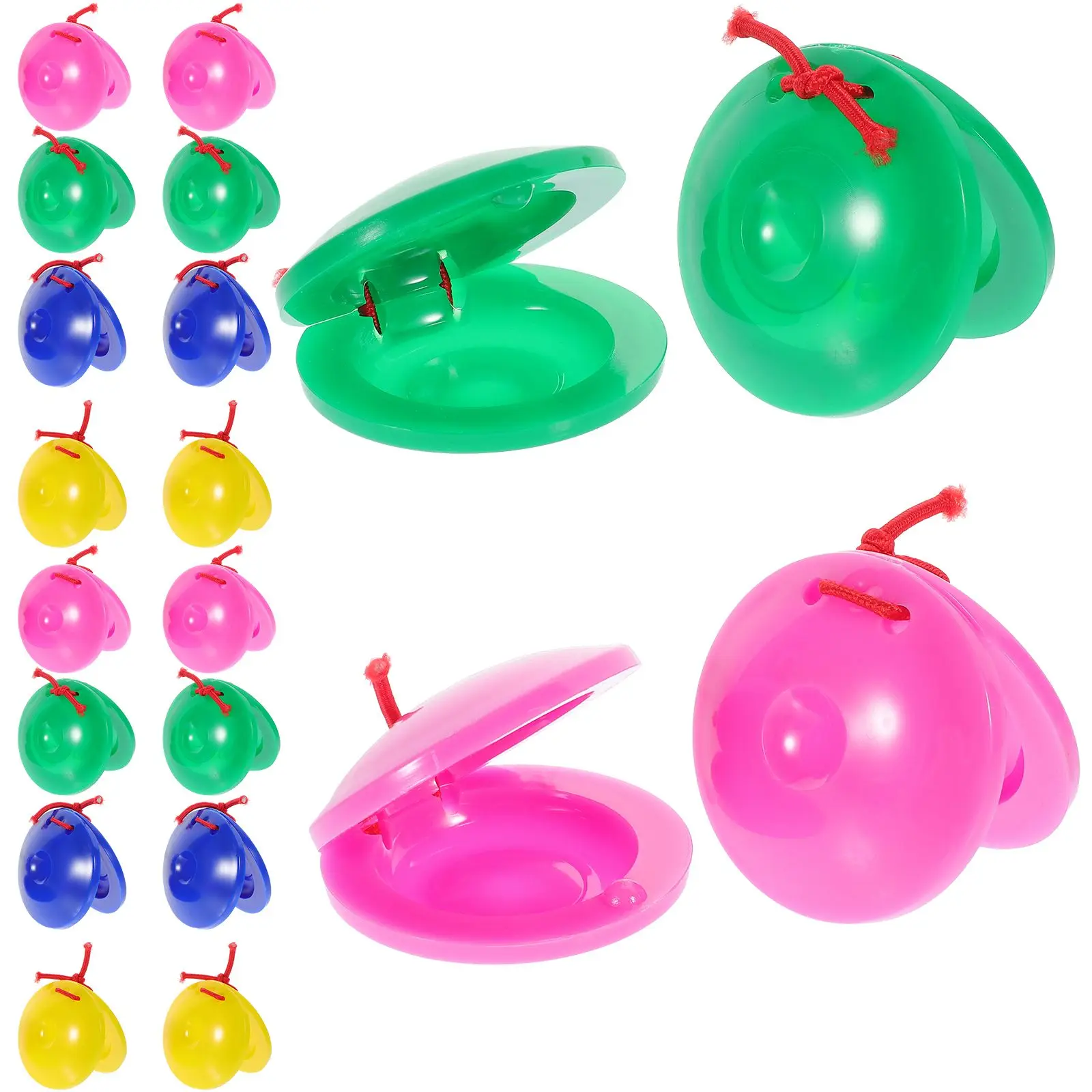 

24 Pcs Plastic Castanets Kids Musical Instruments PP Material Safe Grip Visual Auditory Percussion Classrooms Homes