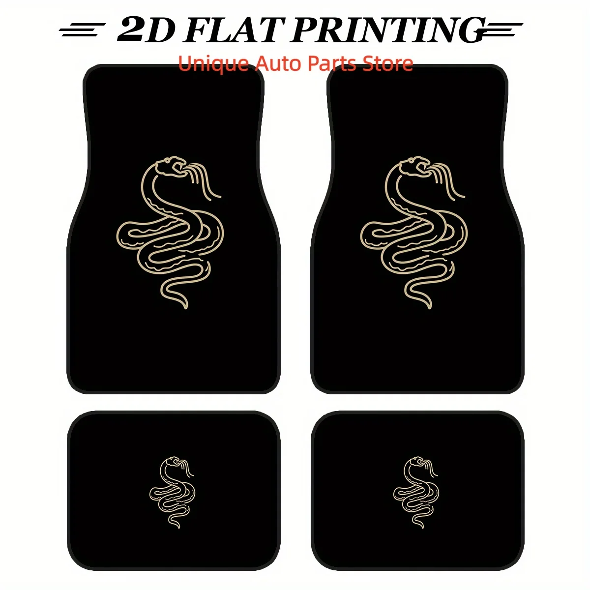 4pcs for Snake Emblem Car Floor Mats - Durable Polyester, Easy to Clean, Fit for Sedans, Trucks, SUVs - Stylish & Des