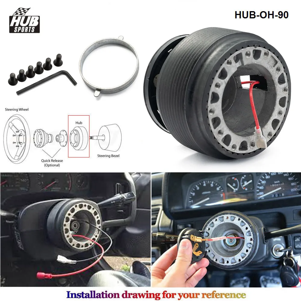 Racing Steering Wheel Hub Adapter Boss Kit For Honda Civic 88-91/ Integra 90-93 Fit 6-Hole Steering Wheel Black HUB-OH-90