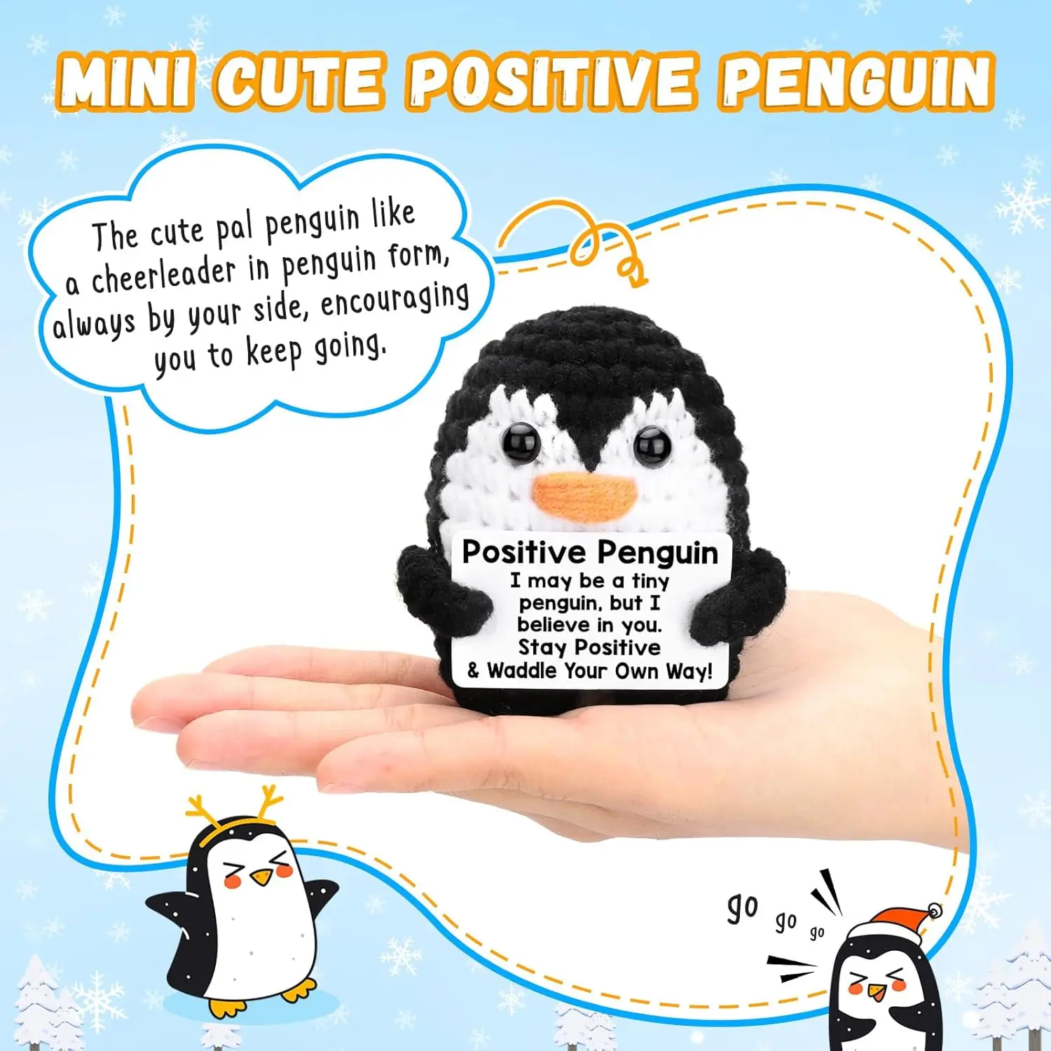 Cute Handwoven Positive Energy Penguin Ornaments Handmade Crochet Support Emotional Penguin Home Room Decoration Christmas Gift