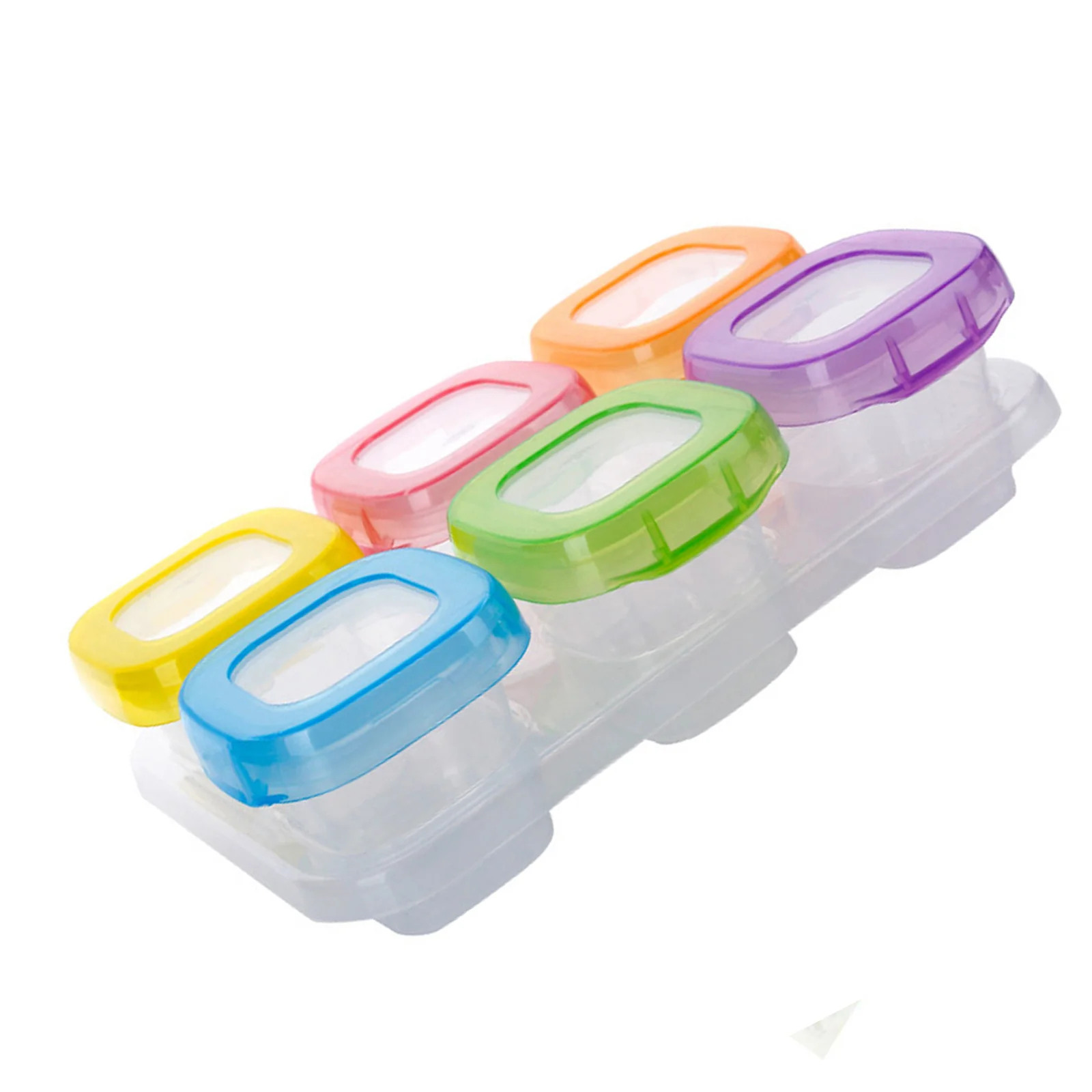 6pcs 60ml Baby Weaning Food Freezing Cubes Tray Pots Freezer Storage Containers (Mixed Colors) baby food containers