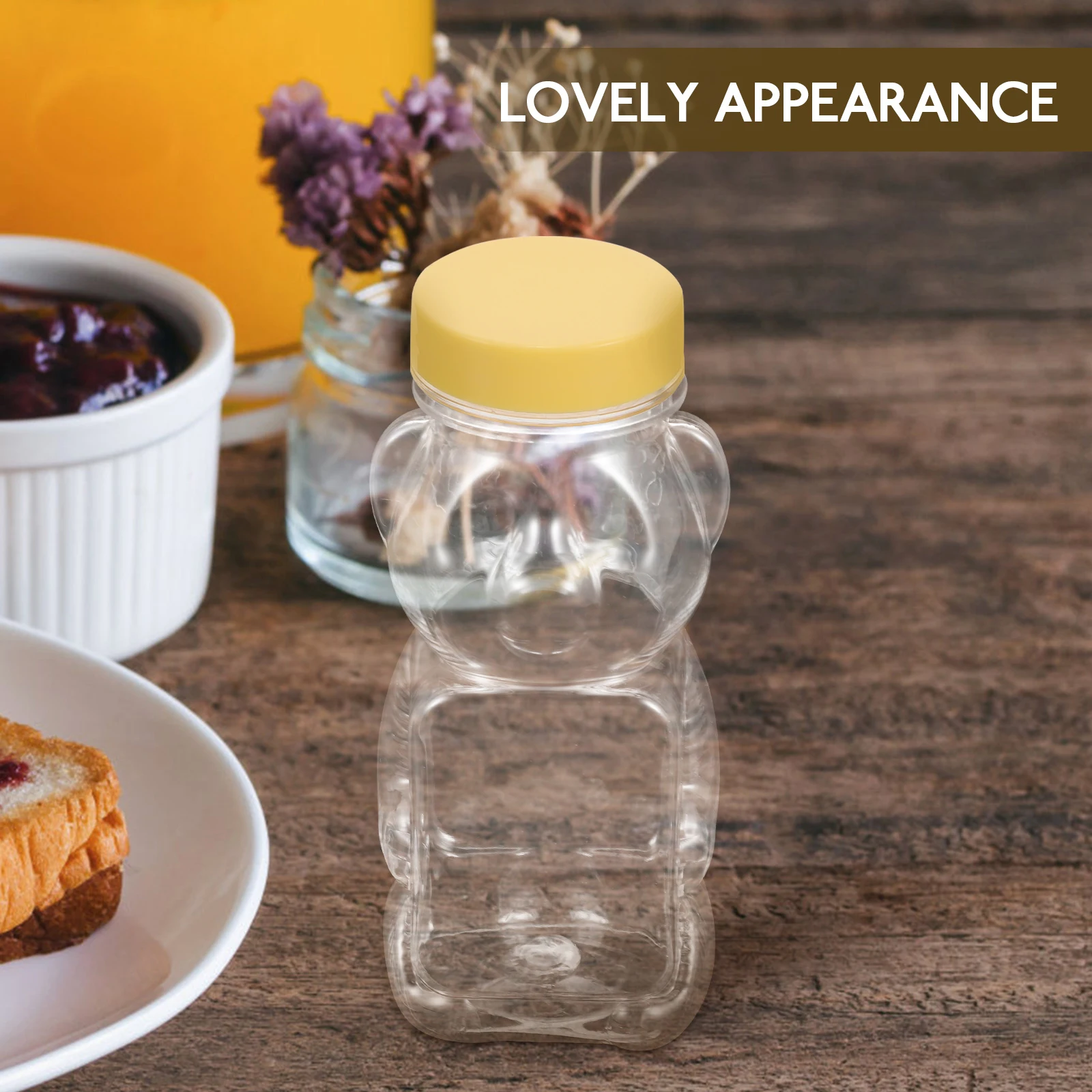 

6pcs 160ml Cartoon Bear Honey Bottle Clear Jar Wedding Gifts R om Cap Kitchen Food Storage Reusable Sealed Container Sugar