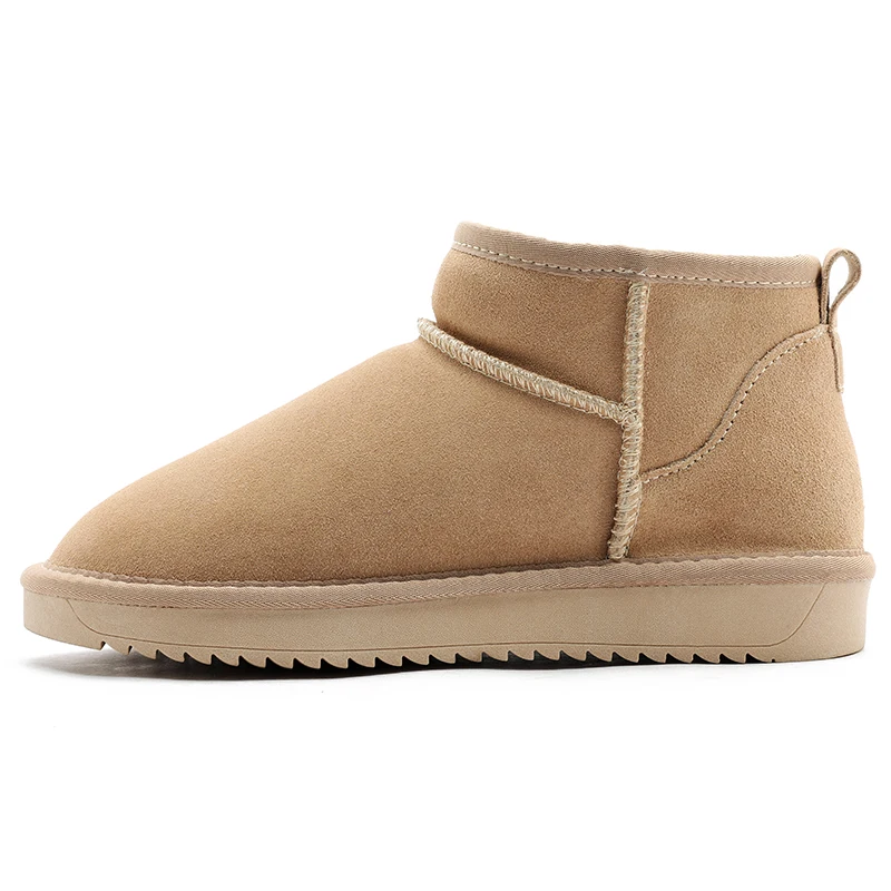 Women's Waterproof Snow Boots Cow Leather Faux Fur Lined Anti-Slip Outdoor Ankle Booties Warm Memory Foam Comfort Winter Shoes