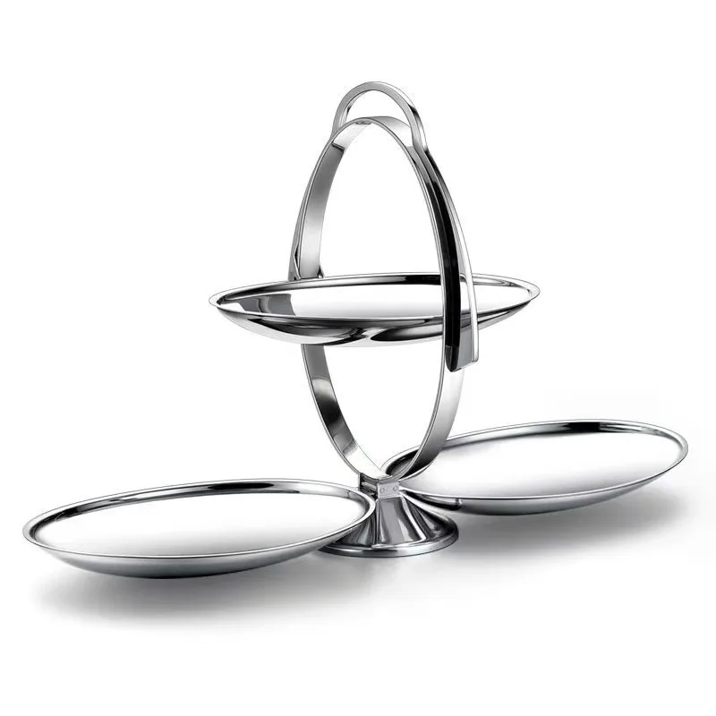Nordic light luxury home style design double-layer folding storage dim sum plate baking snacks