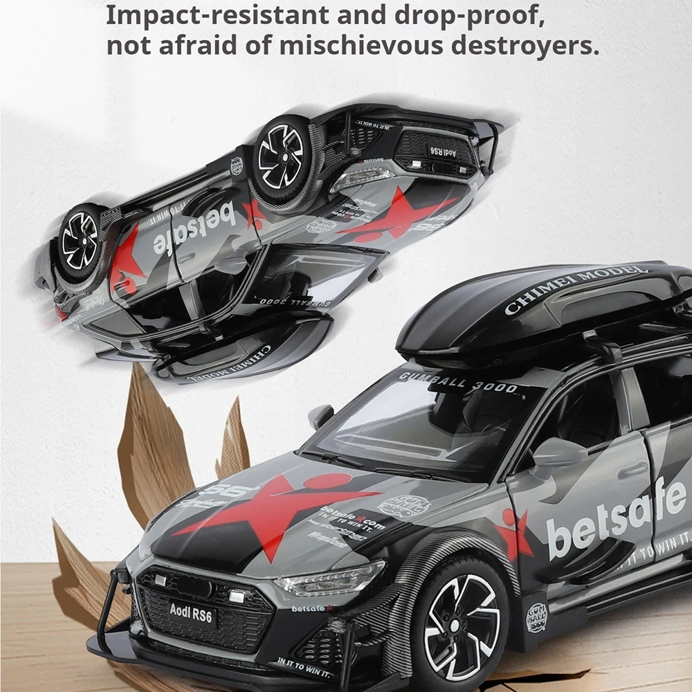 1:32 RS6 Panamera Modello Toy Auto da corsa Pressofuso in lega Supercar in miniatura Porte aperte Tirare indietro Suono Luce Regali di Natale