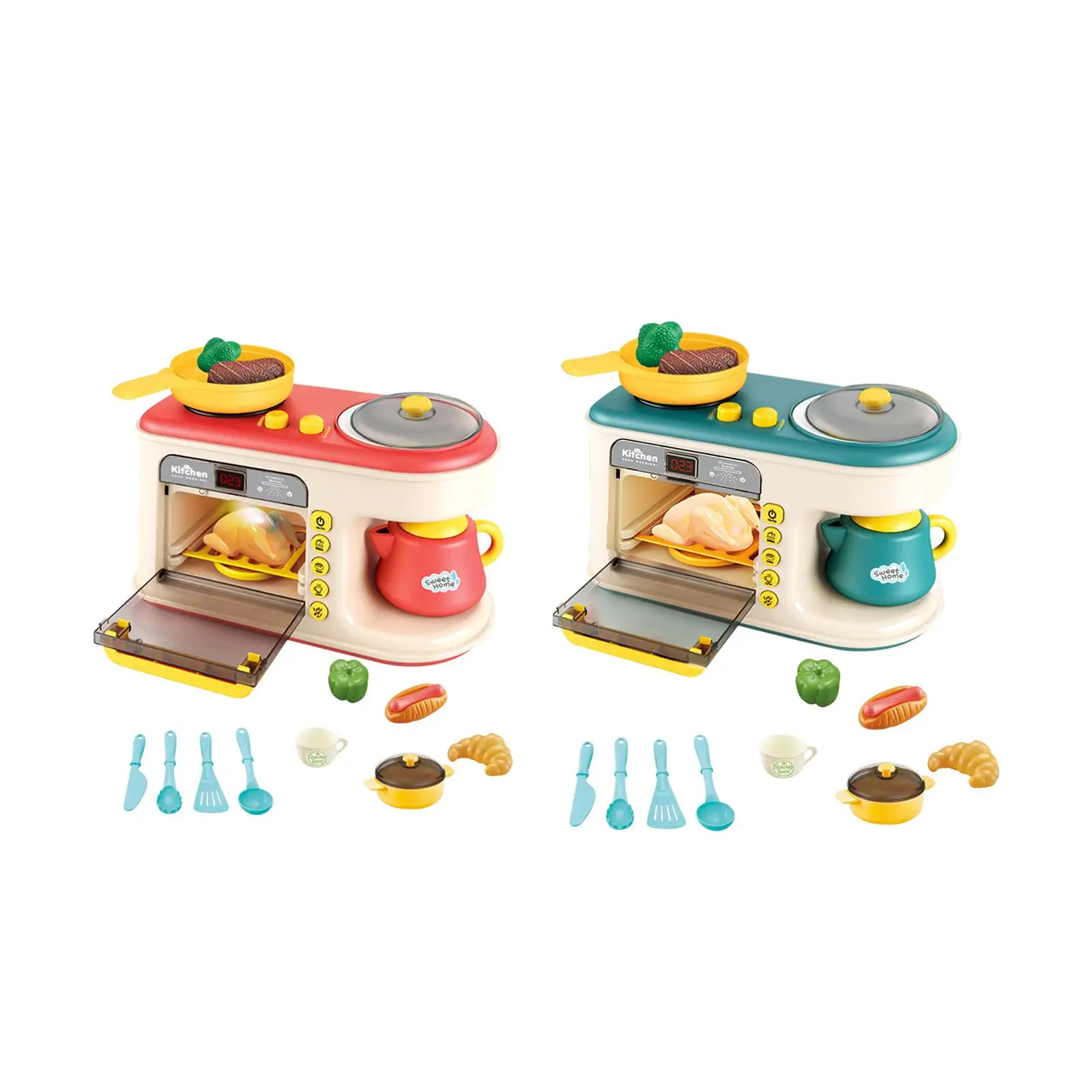 Microwave Toys Kitchen Playset with Sound Effects Birthday Gift Kids Microwave Cookware Toy Set for Children 3 4 5 6 Girls Boys