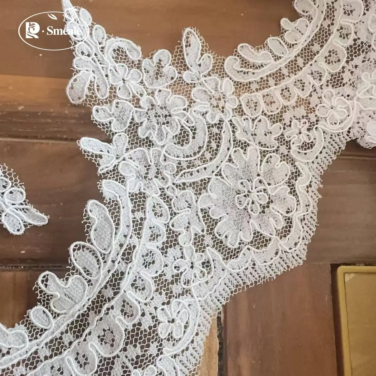 5 Yards/Lot. Wimpernspitzenbesatz für Hochzeitskleider, Seil-Stickerei Blumen DIY Schleierkante Neu – Detail 3