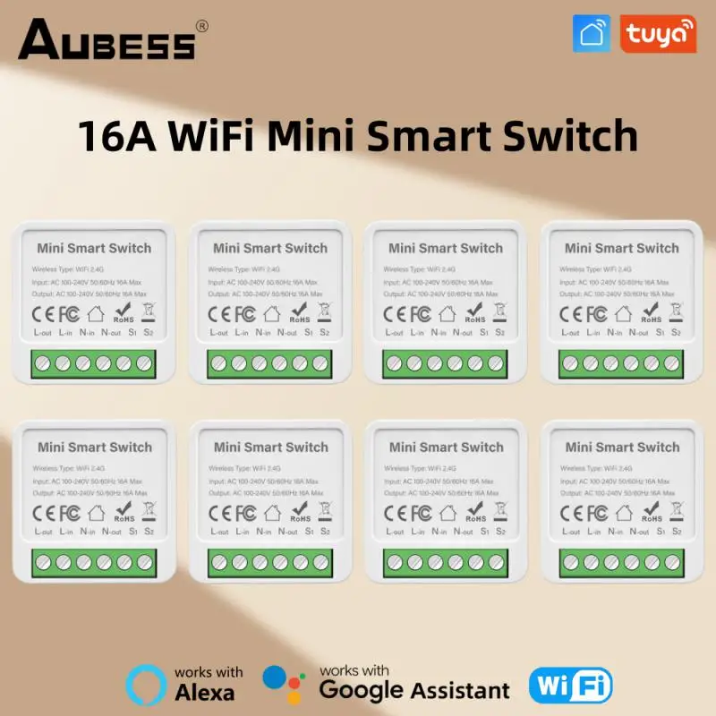 

1-10 шт. TUYA 16A WiFi Mini Smart Switch Модуль умного домашнего таймера Беспроводной пульт дистанционного управления Работает с SmartLife Alexa Google