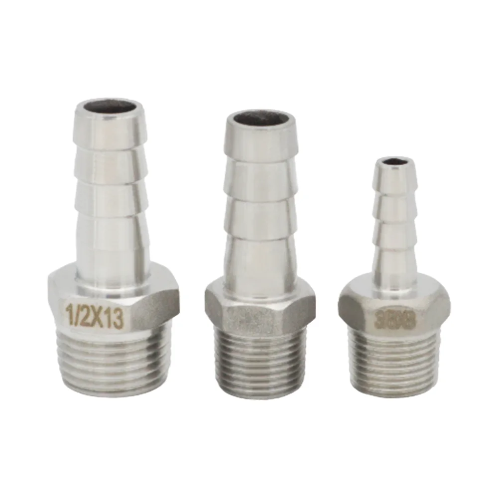 YQBS الفولاذ المقاوم للصدأ 6 8 10 12 16 مللي متر خرطوم اذع الذيل إلى 1/8 1/4 3/8 1/2 BSP ذكر المنزل المشروب المناسب المياه الوقود الهواء #5