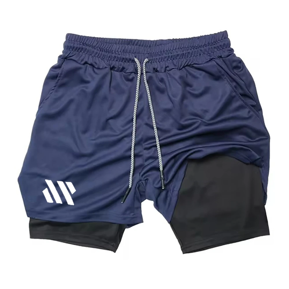 2024 شورت رياضي للجري 2 في 1 للرجال شورت رياضي سريع الجفاف مطبوع للصالة الرياضية شورت ضغط رياضي غير رسمي