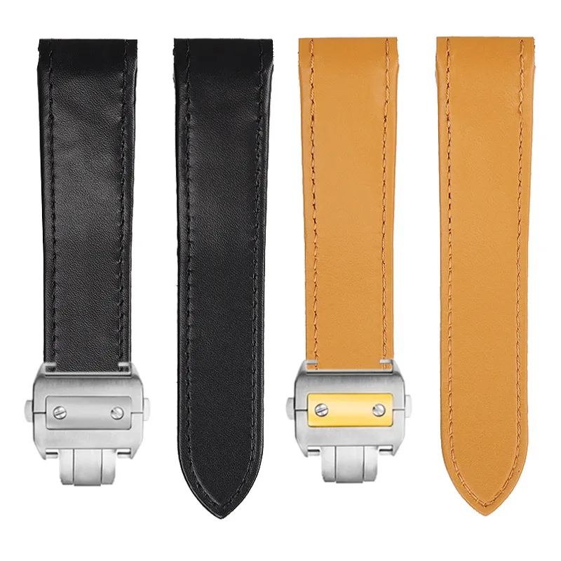 20 23mm Per Cartier Santos100 cinturino per orologio in vera pelle Santos 100 morbida pelle bovina fibbia pieghevole cinturino accessori braccialetto