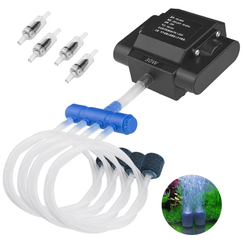 110V/220V Electromagnetic Air Pump Oxygenation Pump Fish Tank Oxygen Pool Aquarium Aquaculture Pumps with Four-hole Accessories