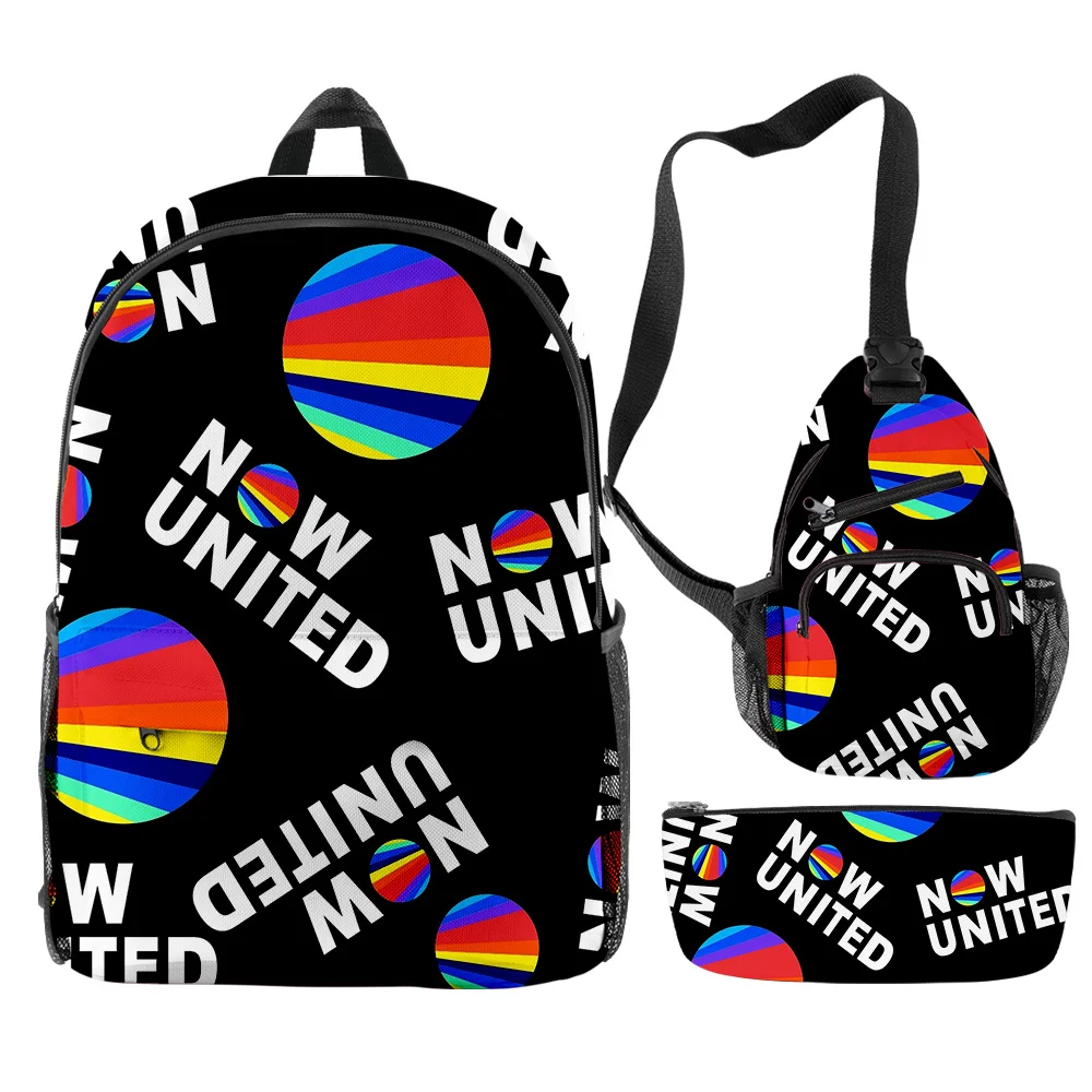 Luxury Popular Funny Now United POP Group 3D Print 3pcs/Set pupil School Bags Travel Laptop Backpack Chest Bag Pencil Case