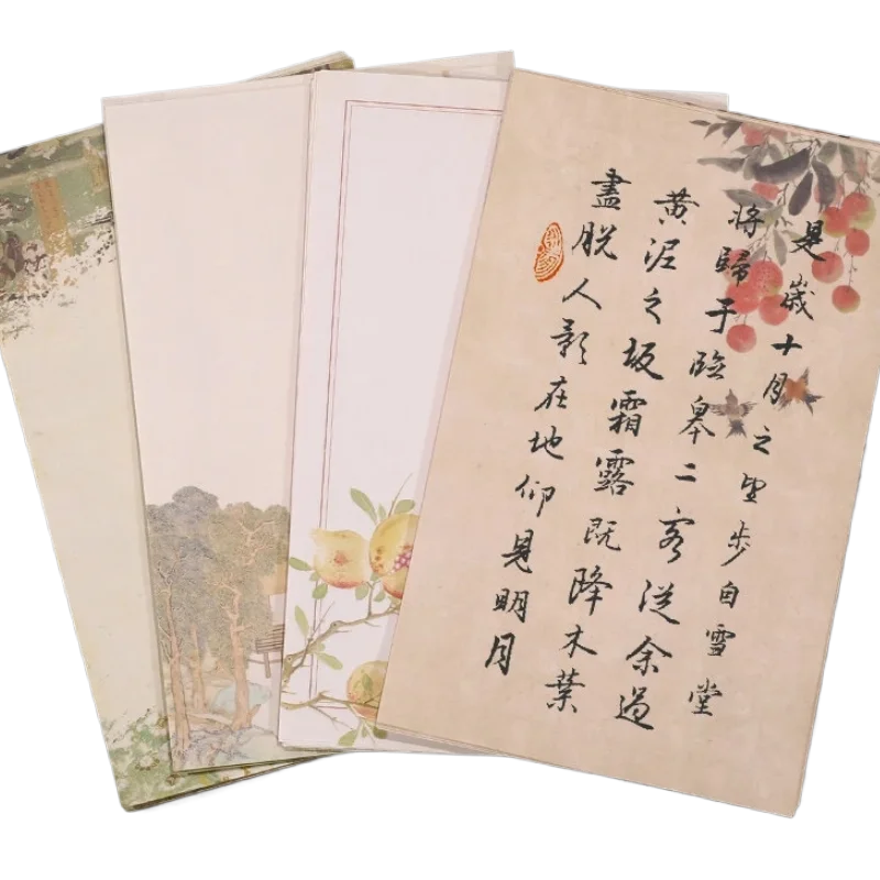 3pack Xuan Paper Calligraphy Practice Paper Wax Dyed Xuan Letter Sheet Semi Raw Semi Ripe Antique Blank Floral Calligraphy Paper