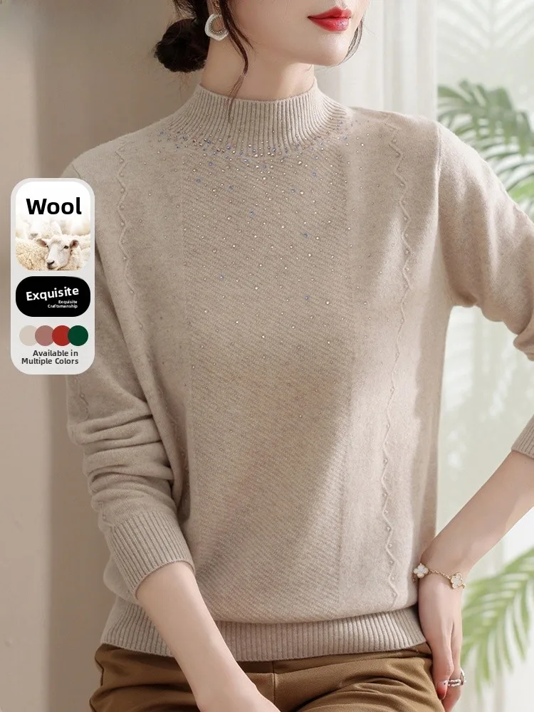 

Модная вязаная шерстяная базовая кофта для женщин среднего и старшего возраста, весенне-осенняя одежда, элегантный прямой крой.