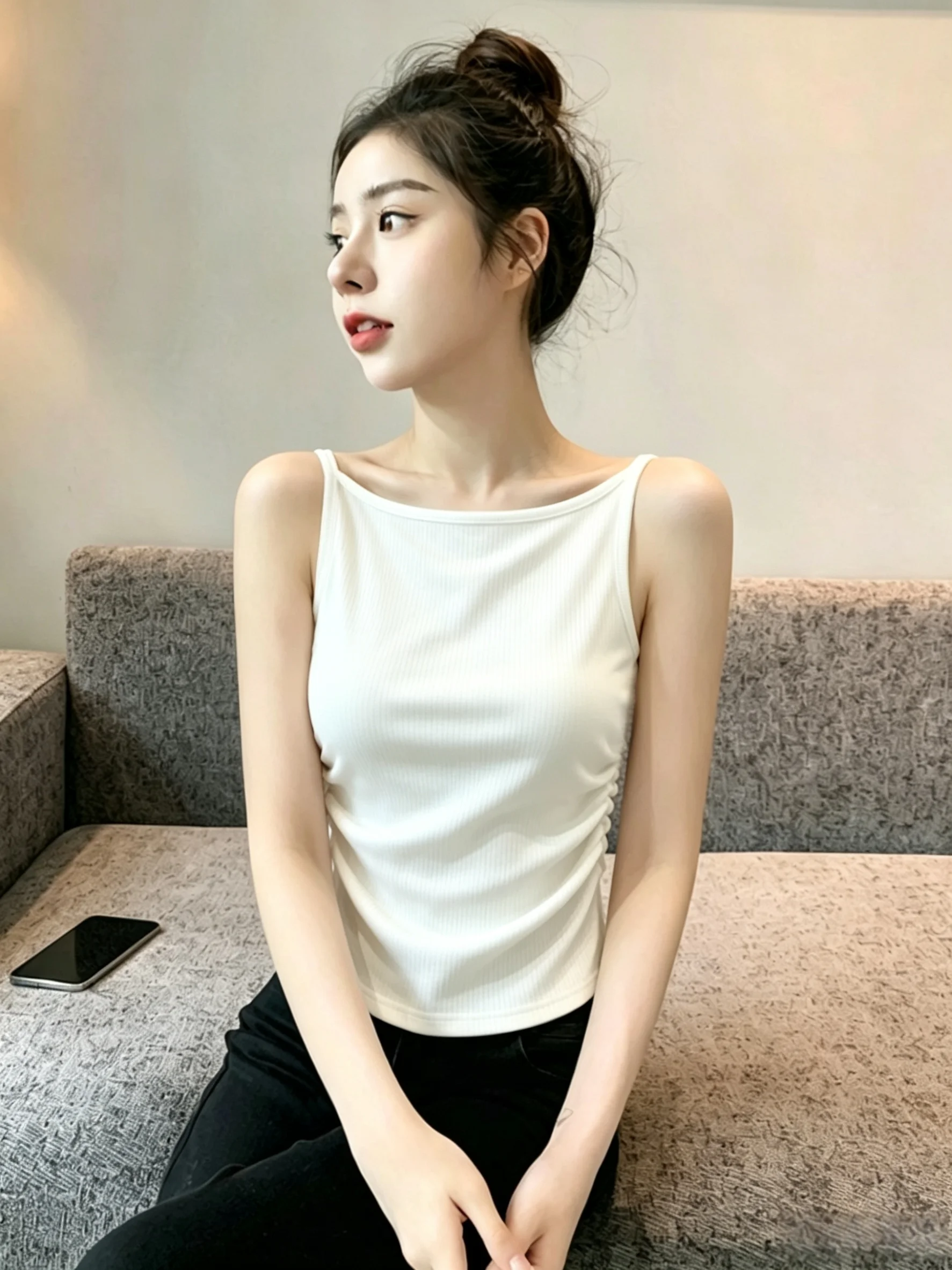 Women's Slim Fit Camisole Tank Top 95 Cotton Summer New Style Big Size Puffy Inner Wear Outer Wear Base Shirt